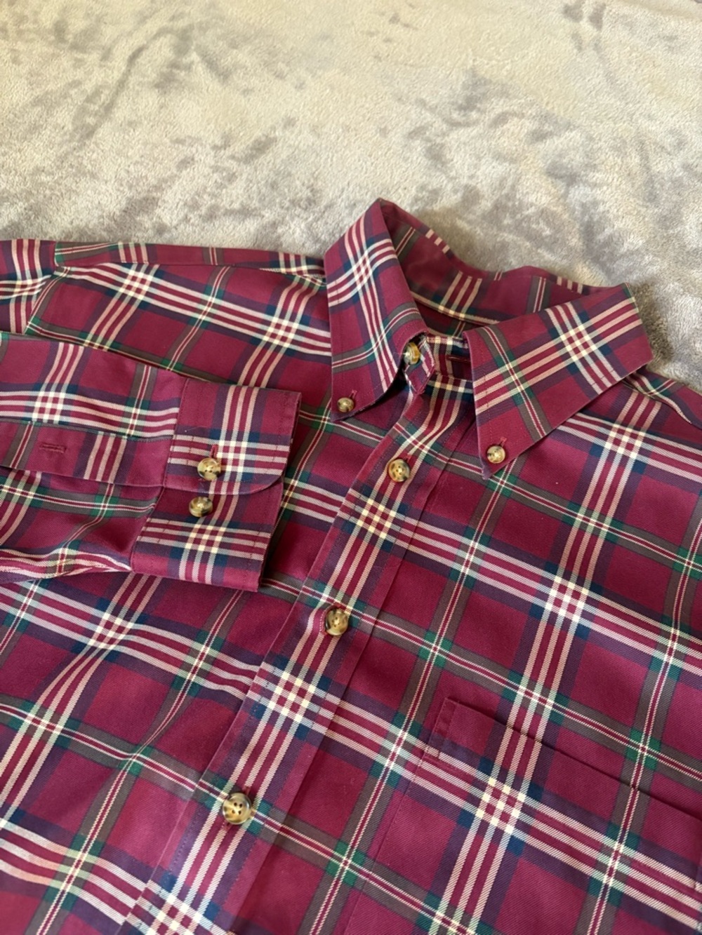 Brooks Brothers Red Plaid Original Polo 100% Supima Cotton Long Sleeve Shirt Med